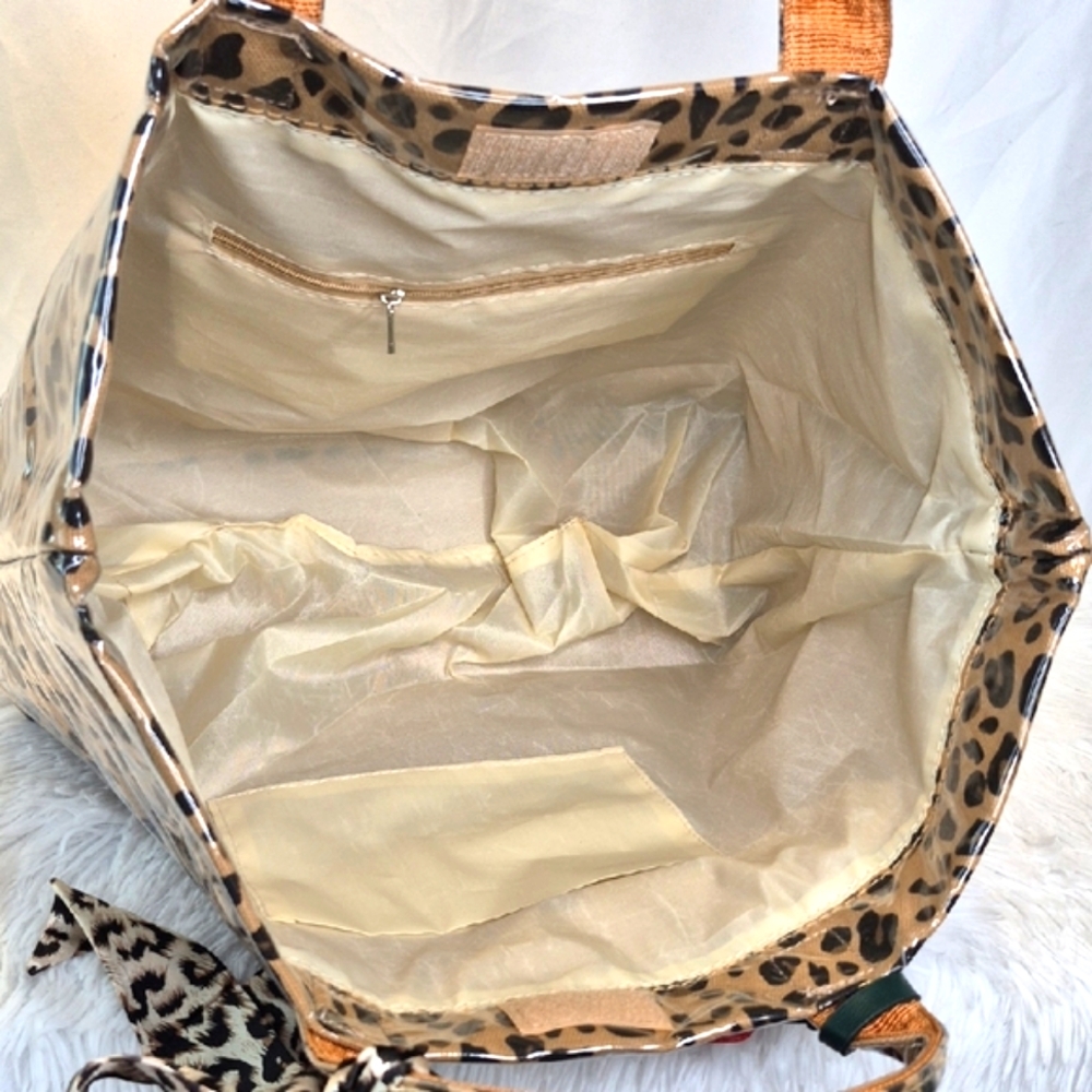 Leopard Print Tote Bag with Bow Accent - Picture 15 of 17